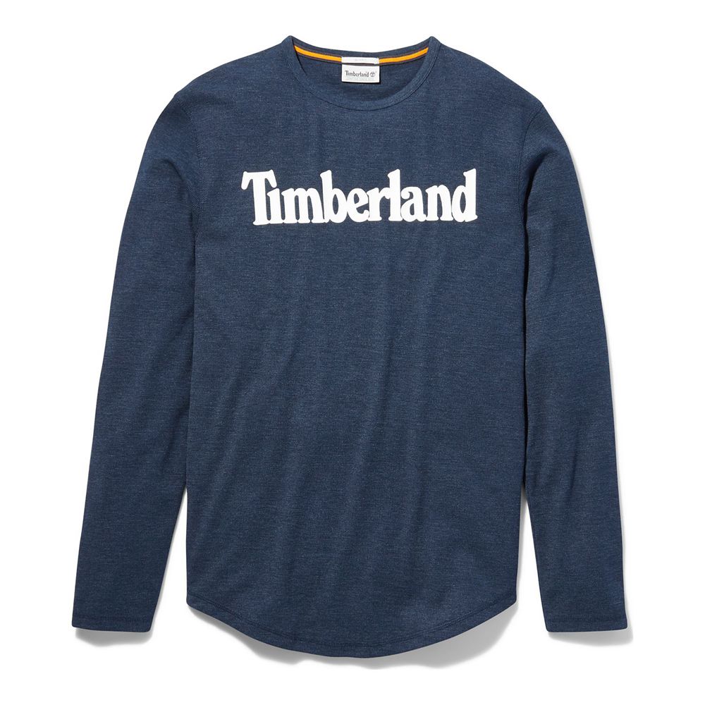 Camisa Timberland Hombre Dyer River Slim-Fit Long-Sleeve Waffle-Knit Azules - Chile WVZ-468927